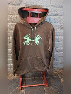 Men's Antler Under Armour Brown Hoodie with Teal Or Mint Green Graphic 2XL